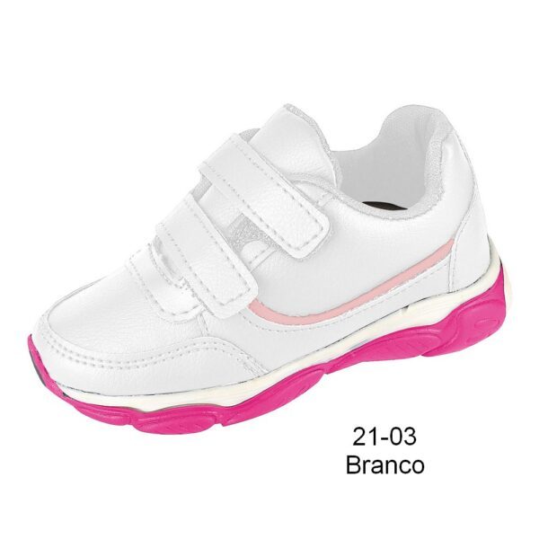 Tênis Velcro 21-03 Branco Grade com 12 pares