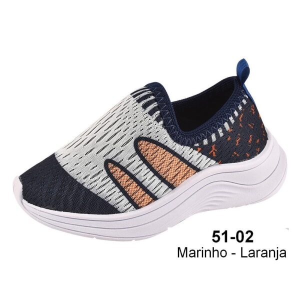 Tênis Calce Fácil 51-02 Marinho - Laranja  Grade com 12 pares