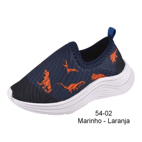 Tênis Calce Fácil 54-02 Marinho - Laranja Grade com 12 pares