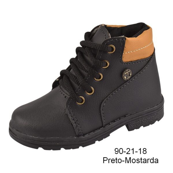 Coturno 90-21-18 Preto/Mostarda Grade com 12 pares