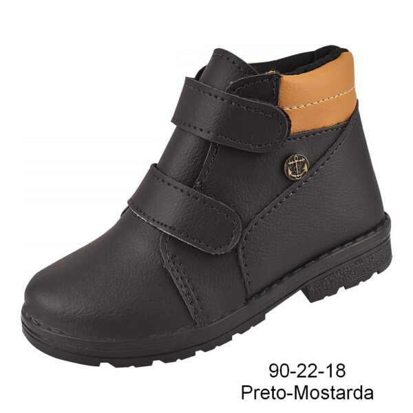 Coturno 90-22-18 Preto / Mostarda Grade com 12 pares