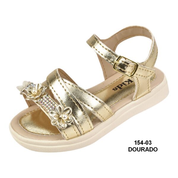 Sandália Feminina Infantil 154-03 Dourado - Grade com 12 pares