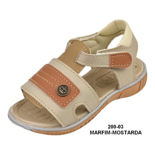 Papete Masculina Infantil - 200-03 - Marfim-mostarda - Grade com 12 pares