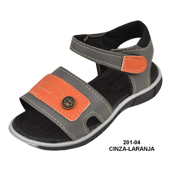 Papéte Masculina Infantil - 201-04 Cinza-laranja - Grade com 12 pares