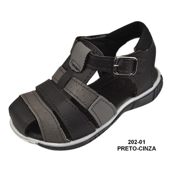 Papéte Masculina Infantil - 202-01 Preto-cinza - Grade com 12 pares