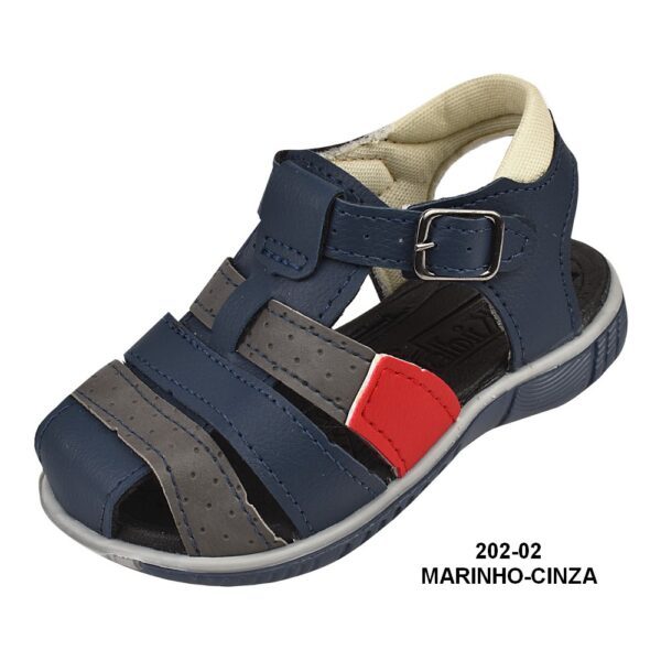 Papéte Masculina Infantil - 202-02 - Marinho-cinza - Grade com 12 pares