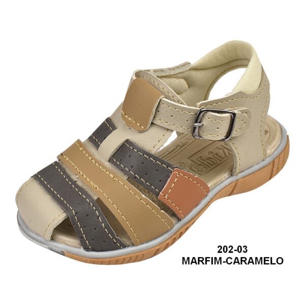 Papéte Masculina Infantil - 202-03 Marfim-caramelo - Grade com 12 pares