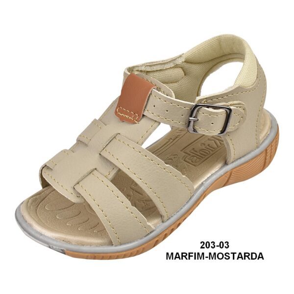 Papéte Masculina Infantil - 203-03 Marfim-mostarda - Grade com 12 pares