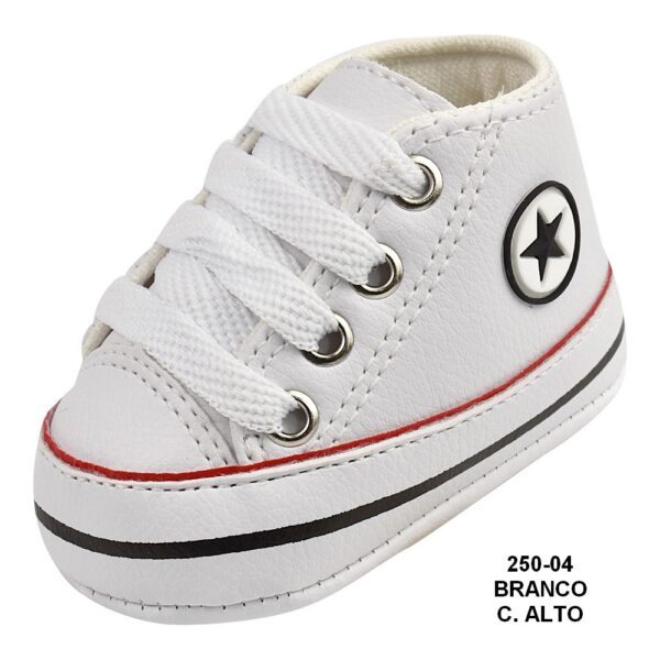 Tênis Bebê AllStar Cano Alto 250-04 Branco - Grade com 12